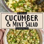 Cucumber and Mint Salad Recipe Pinterest Image middle design banner