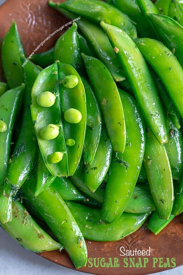 Dish served with sugar snap peas.  | Healing Tomato