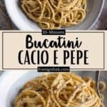 Bucatini Cacio e Pepe Recipe Pinterest Image middle design banner