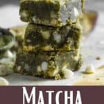 Matcha Brownies Recipe Pinterest Image bottom design banner