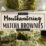 Matcha Brownies Recipe Pinterest Image middle design banner