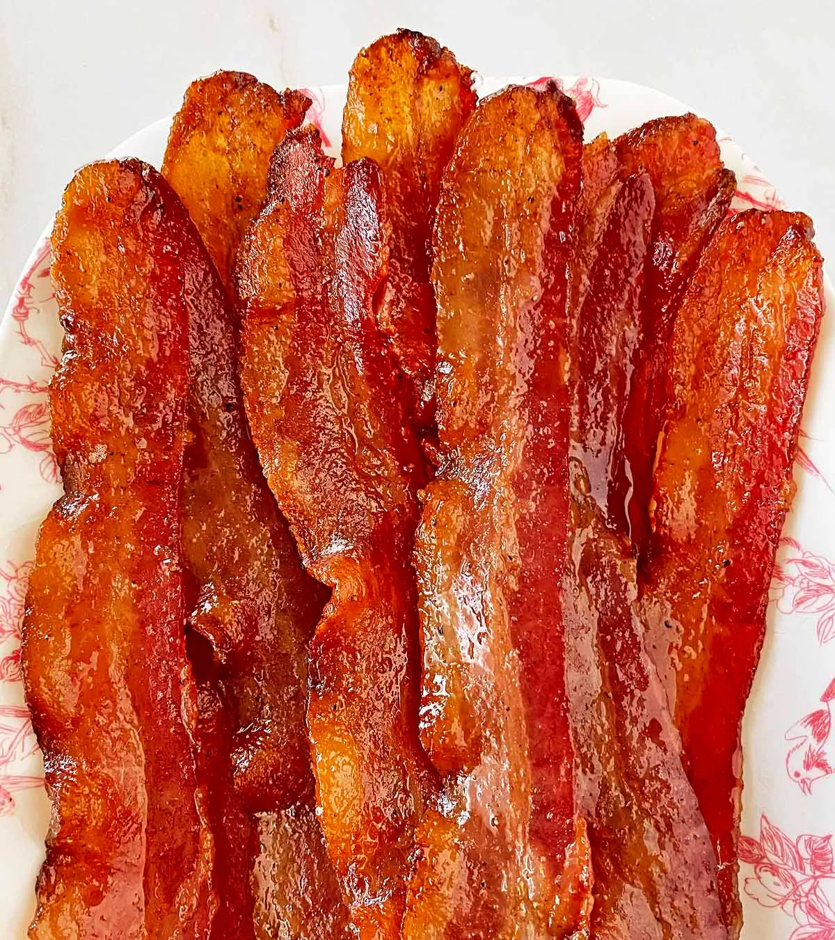 Million dollar bacon on a plate .