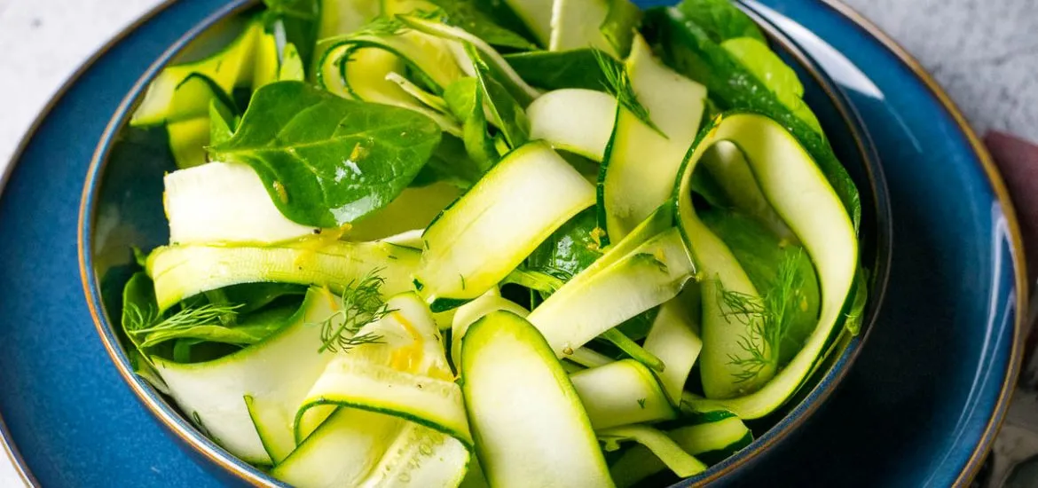 Raw courgette ribbon salad. 