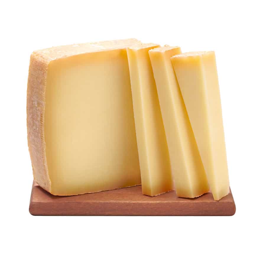 Slices of gruyere cheese that is used in french onion soup. 