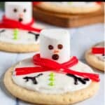 Melted Snowman Cookie Recipe Pinterest Image top black banner