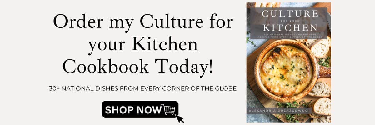 Order Banner for the Culture for Your Kitchen cookbook with a Shop Now button. 