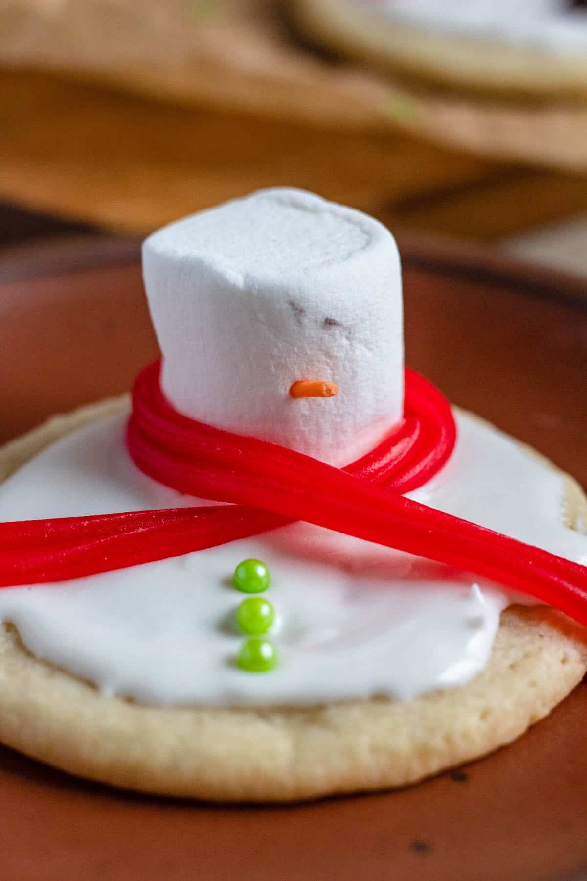 Melted snowman cookies with carrot nose added. 