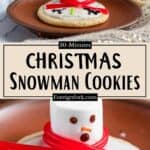 Christmas Melted Snowman Cookies Pinterest Image middle design tan banner