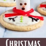 Christmas Melted Snowman Cookies Pinterest Image bottom design purple banner