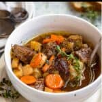 Homemade Irish Stew Recipe Pinterest Image top black banner