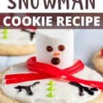 Melted Snowman Cookie Recipe Pinterest Image top design banner