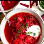 Vegetarian Borscht Soup Recipe Pinterest Image top black banner