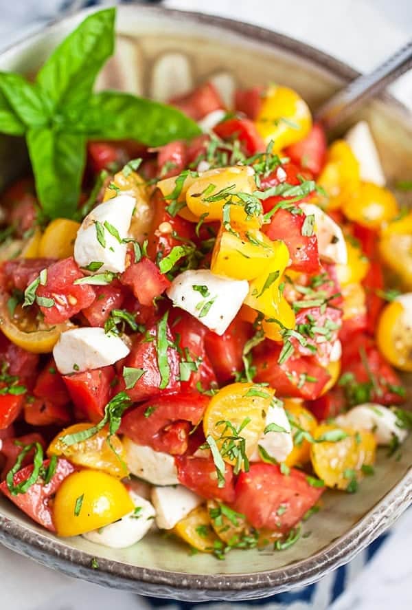 Marinated Tomato Salad with Basil & Mozzarella