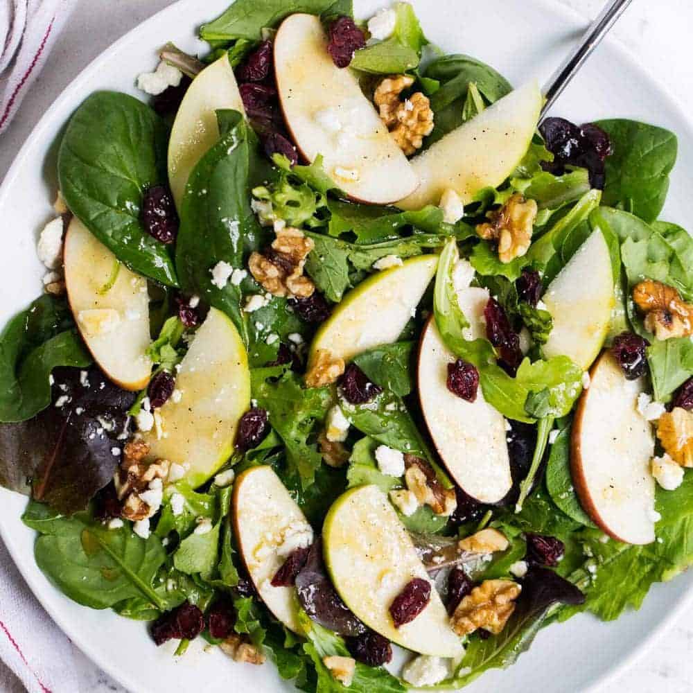 Apple cranberry spinach salad. 