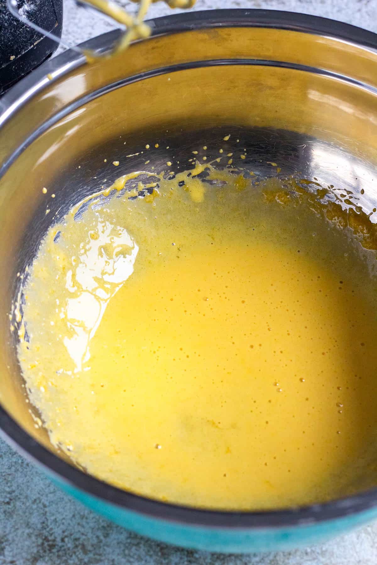 Egg yolks beaten with sugar until creamy. 