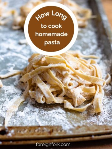 Pinterest image for how long to cook homemade pasta.