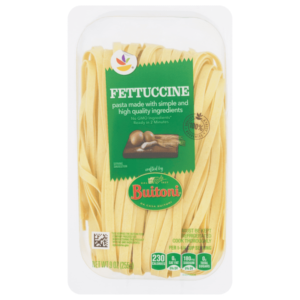 Refrigerated fresh pasta sold at the supermarket. 