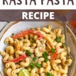 Jamaican Rasta Pasta Recipe Pinterest Image top design banner