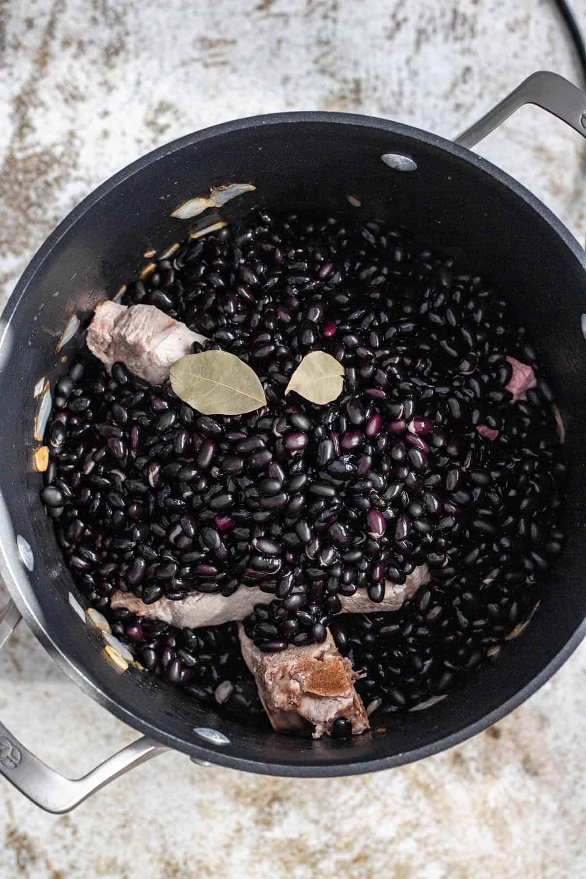 Black beans added to the meat mixture. 
