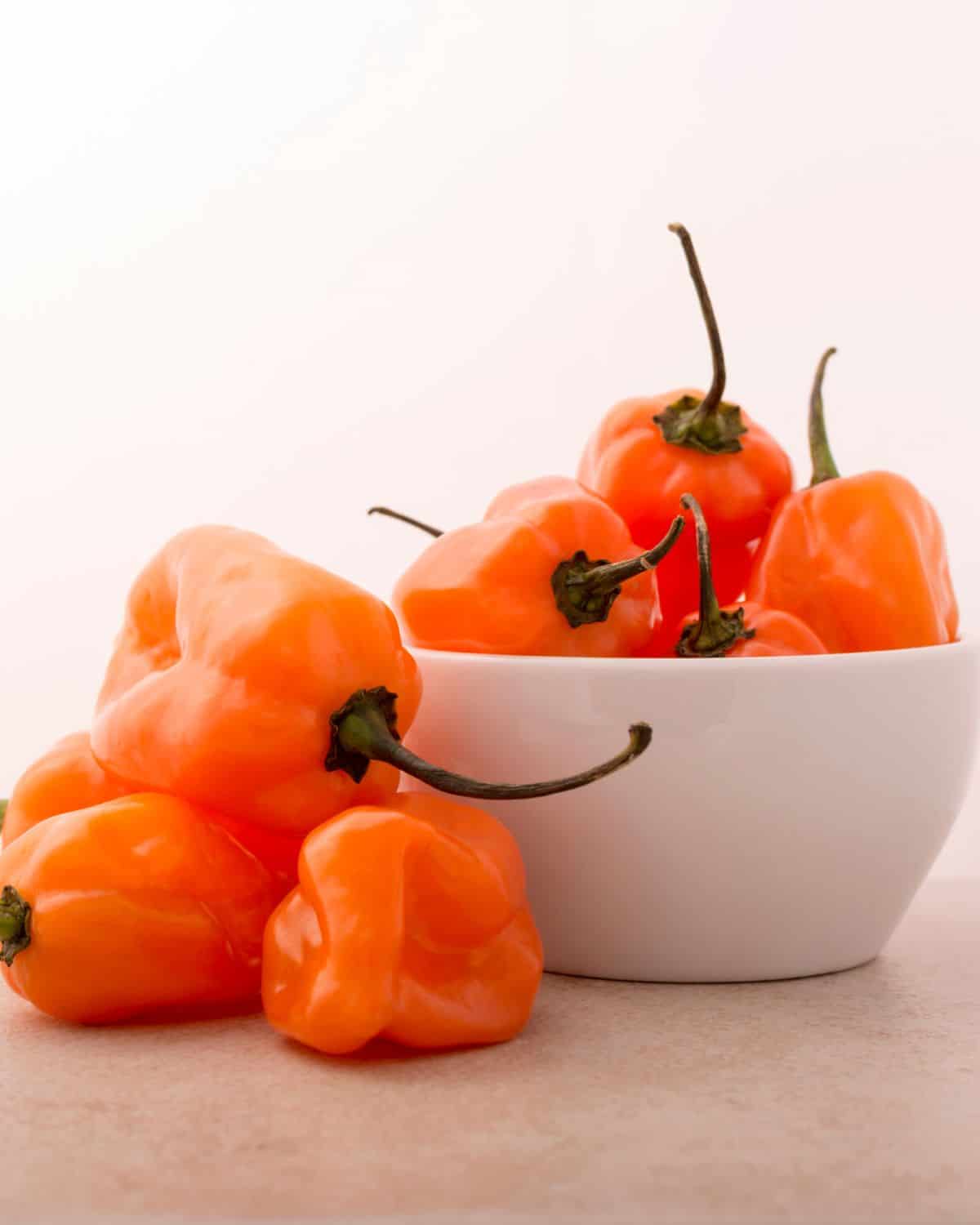 Bowl of habanero peppers