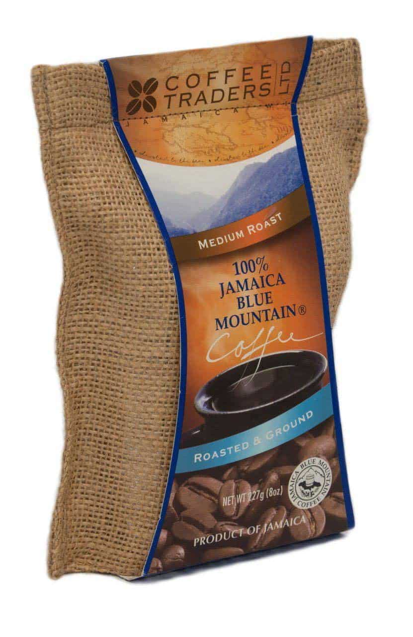 Bag of coffee beans from coffee traders one hundred percent. 