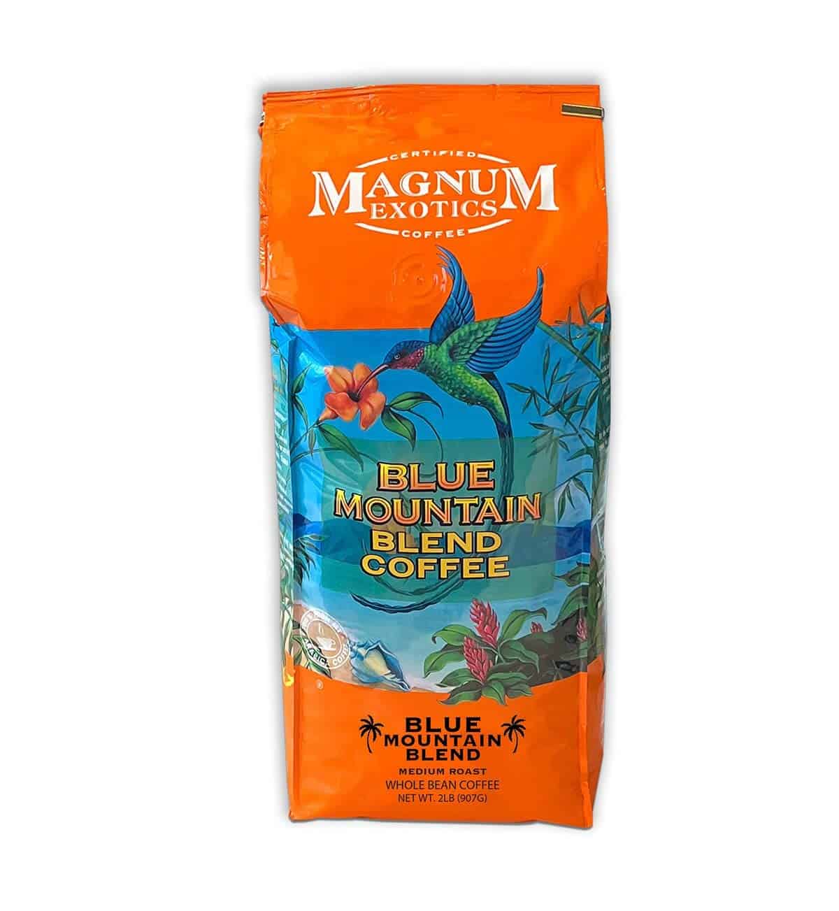 Magnum exotics coffee beans in a bag. 