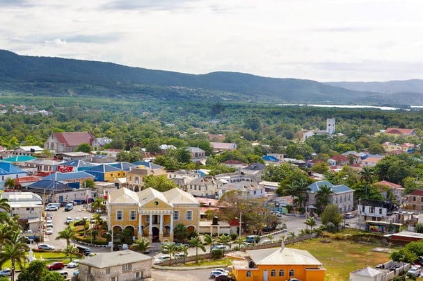 View of Falmouth port in Jamaica Island. 