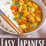 Easy Japanese Curry Recipe Pinterest Image bottom design banner