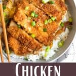 Homemade Chicken Katsudon Pinterest Image bottom design banner