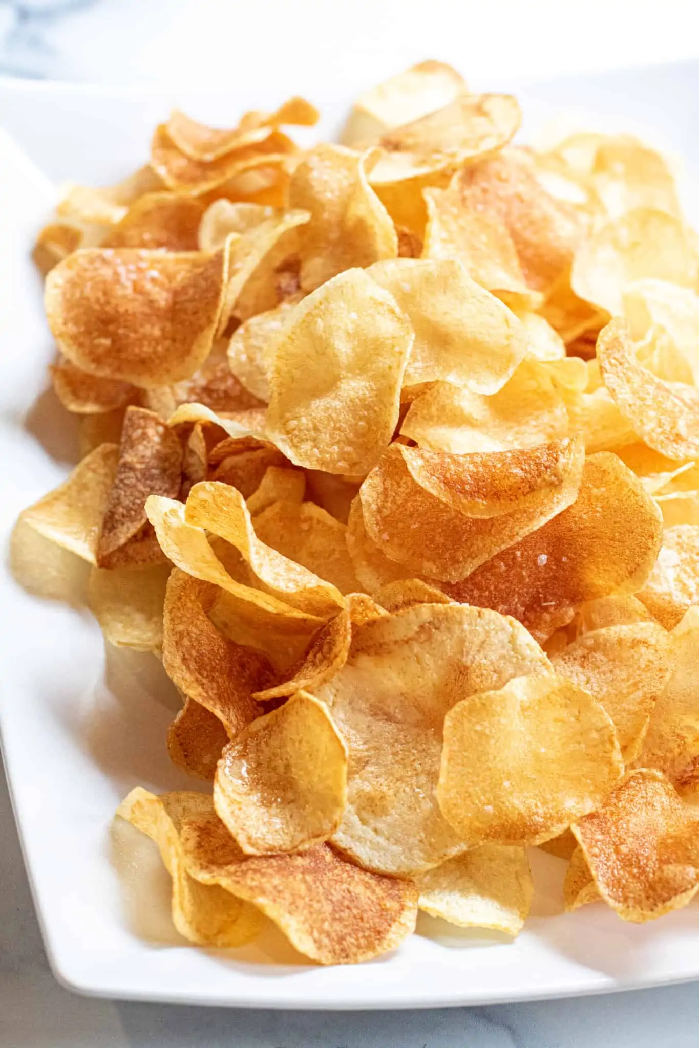 Homemade potato chips. 