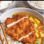 Easy Chicken Katsu Curry Recipe Pinterest Image top black banner