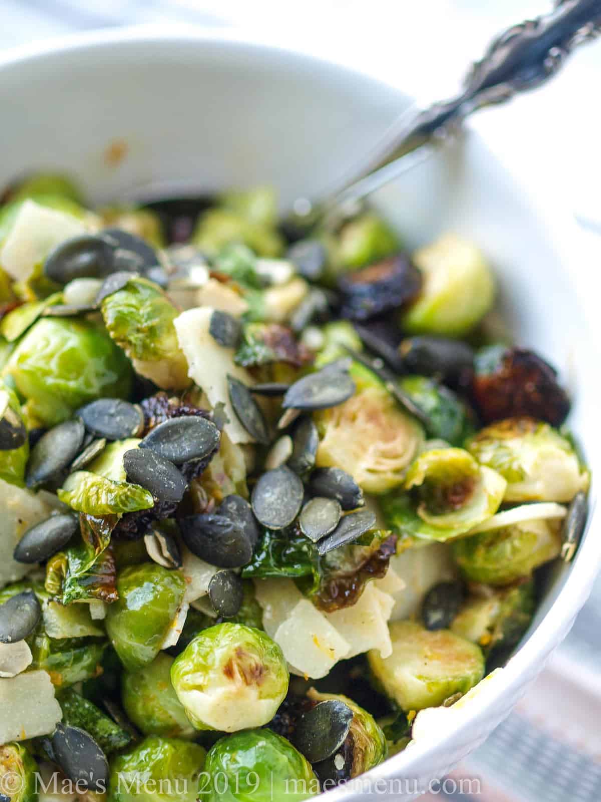 Brussels Sprouts with Figs, Manchego & Pumpkin Seeds