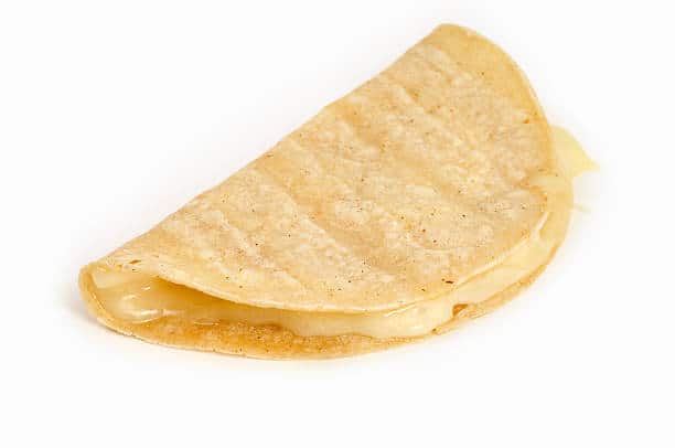 Corn quesadilla filled with cheese. 