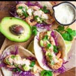 Homemade Shrimp Tacos Recipe Pinterest Image top black banner
