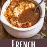 Stovetop French Onion Soup Recipe Pinterest Image bottom design banner