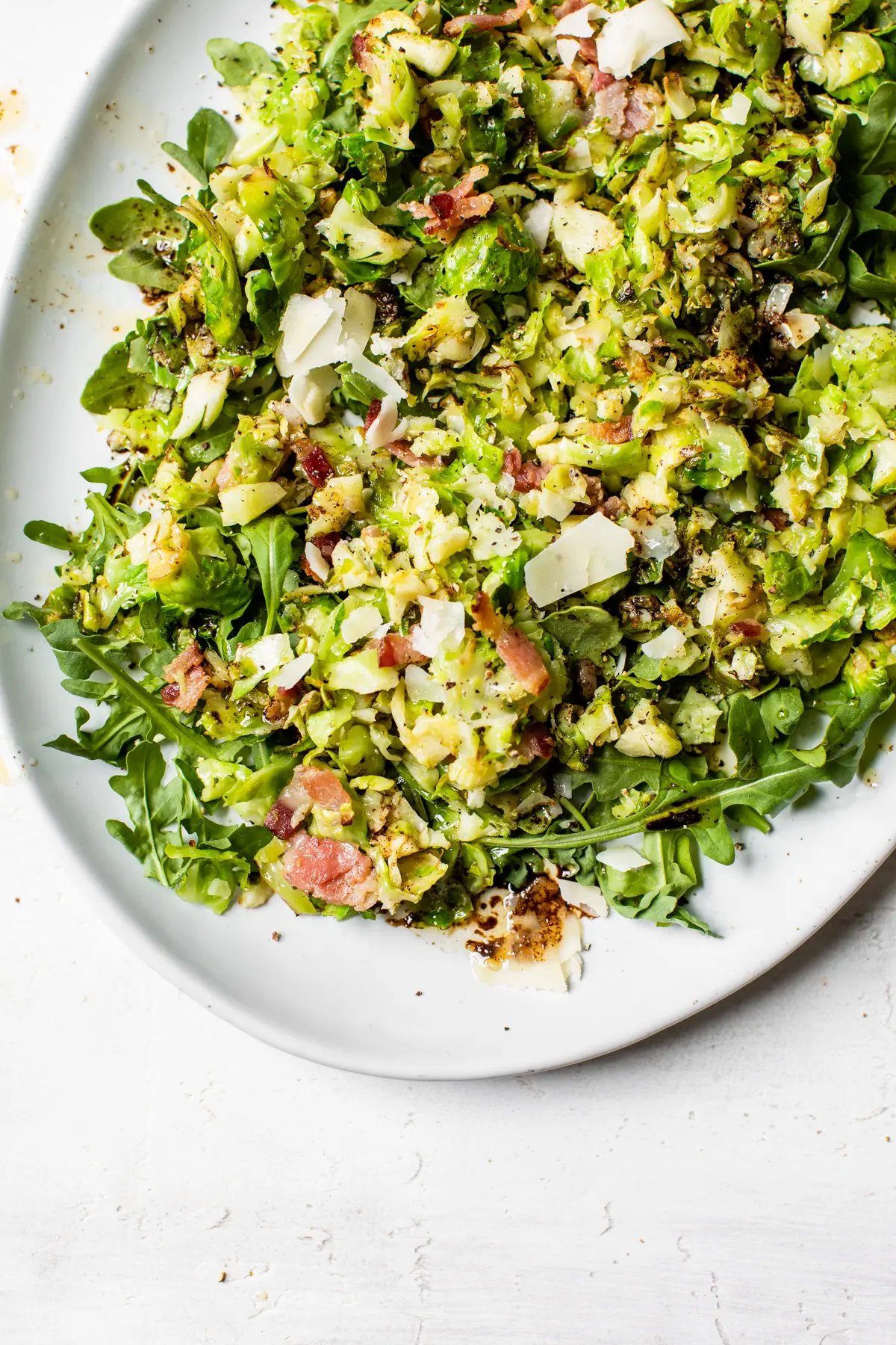 Bowl of brown butter Brussels sprouts salad. 