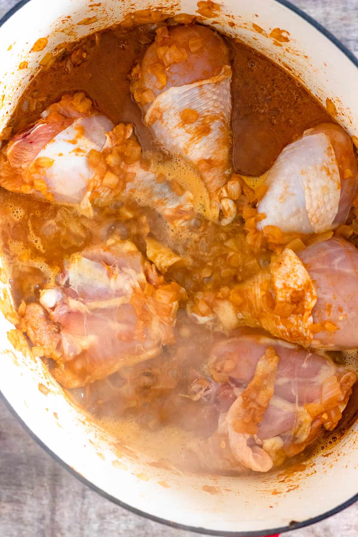 Broth added to the chicken mixture in the Dutch oven to make chicken paprikash recipe. 