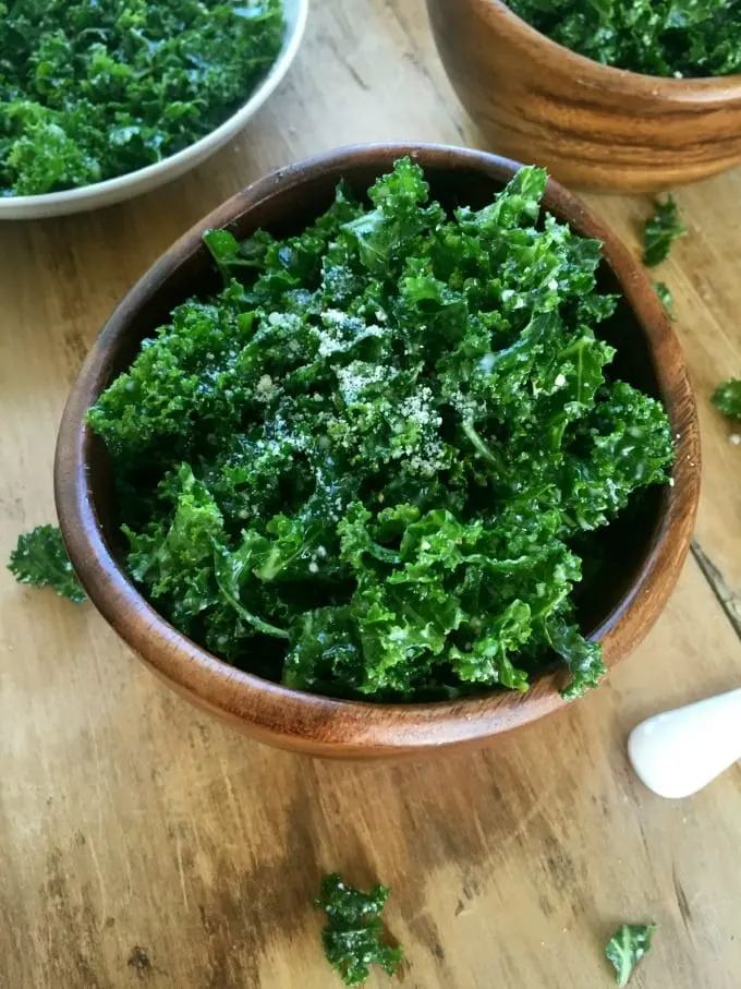 Bowl of kale salad.