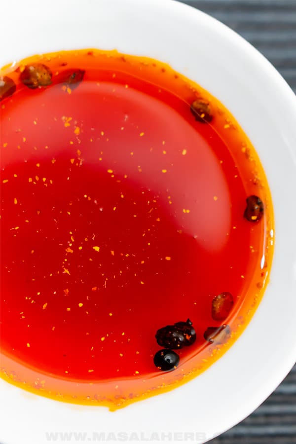 Rayu Japanese Chili oil in a bowl. 