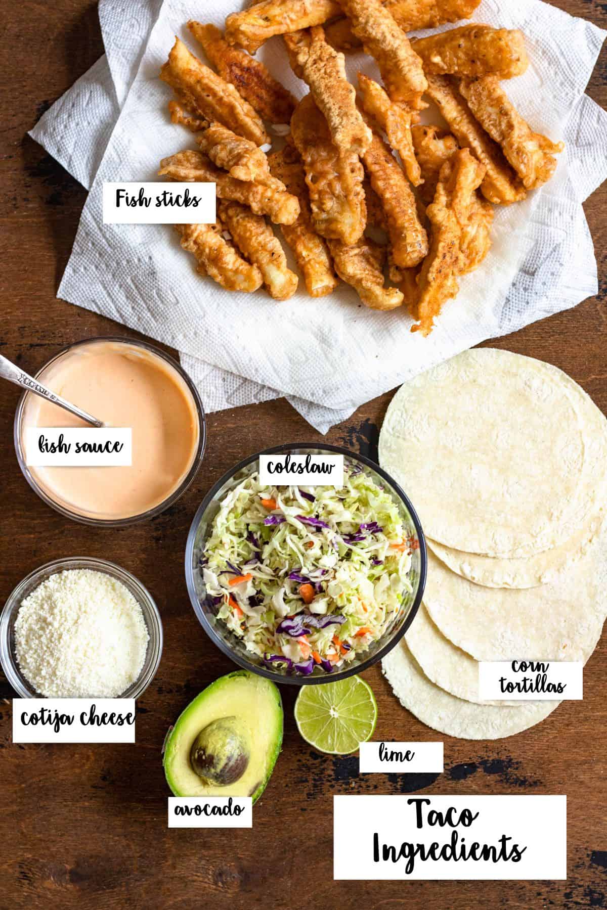 Ingredients to build tacos de pescado with. 