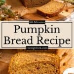 Homemade Pumpkin Bread Recipe Pinterest Image middle design banner