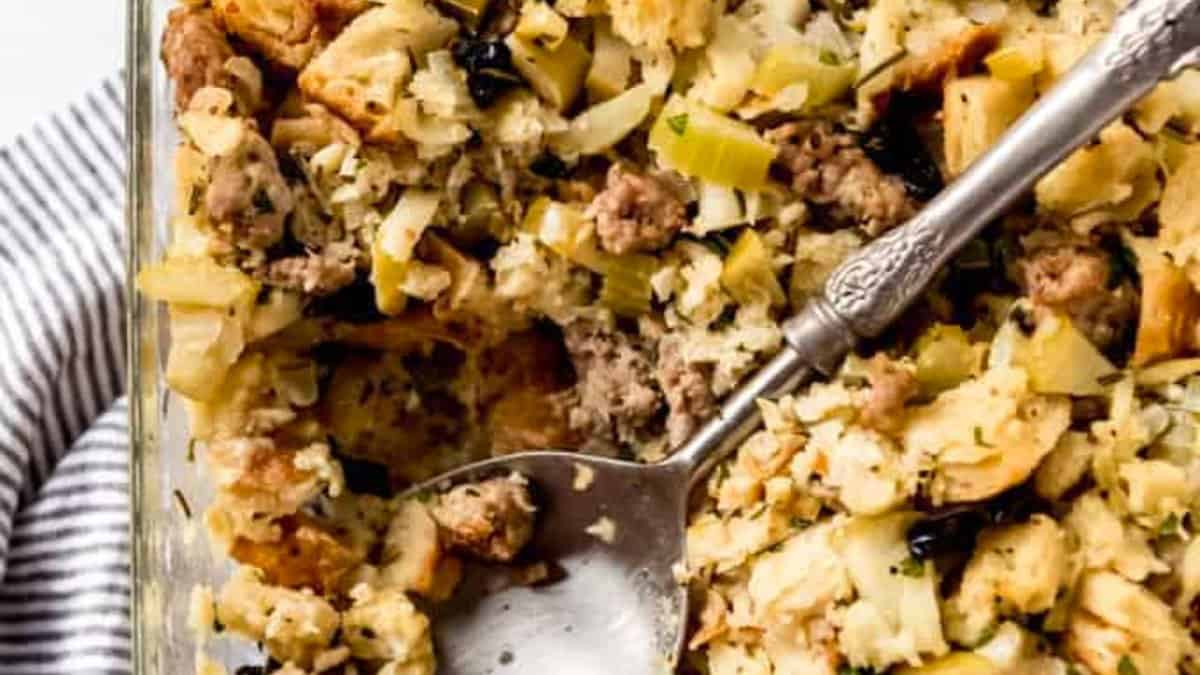 Italian Sausage Stuffing with Cranberries & Apples