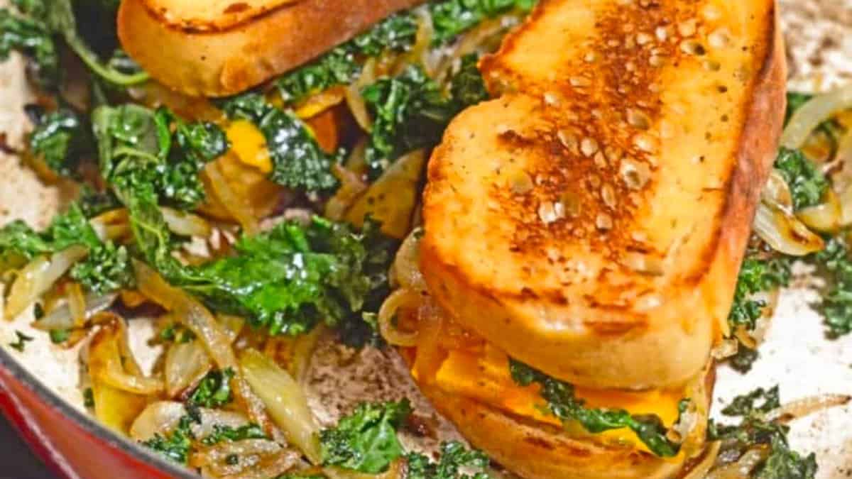 Caramelized Fennel, Onion & Kale Toasted Cheese Sandwich Recipe