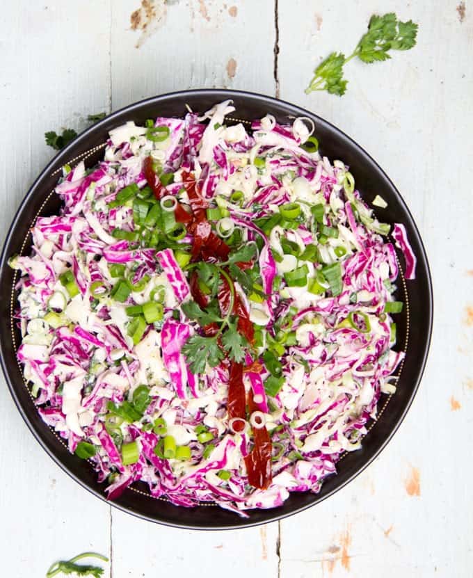 Chipotle coleslaw served in a bowl. 