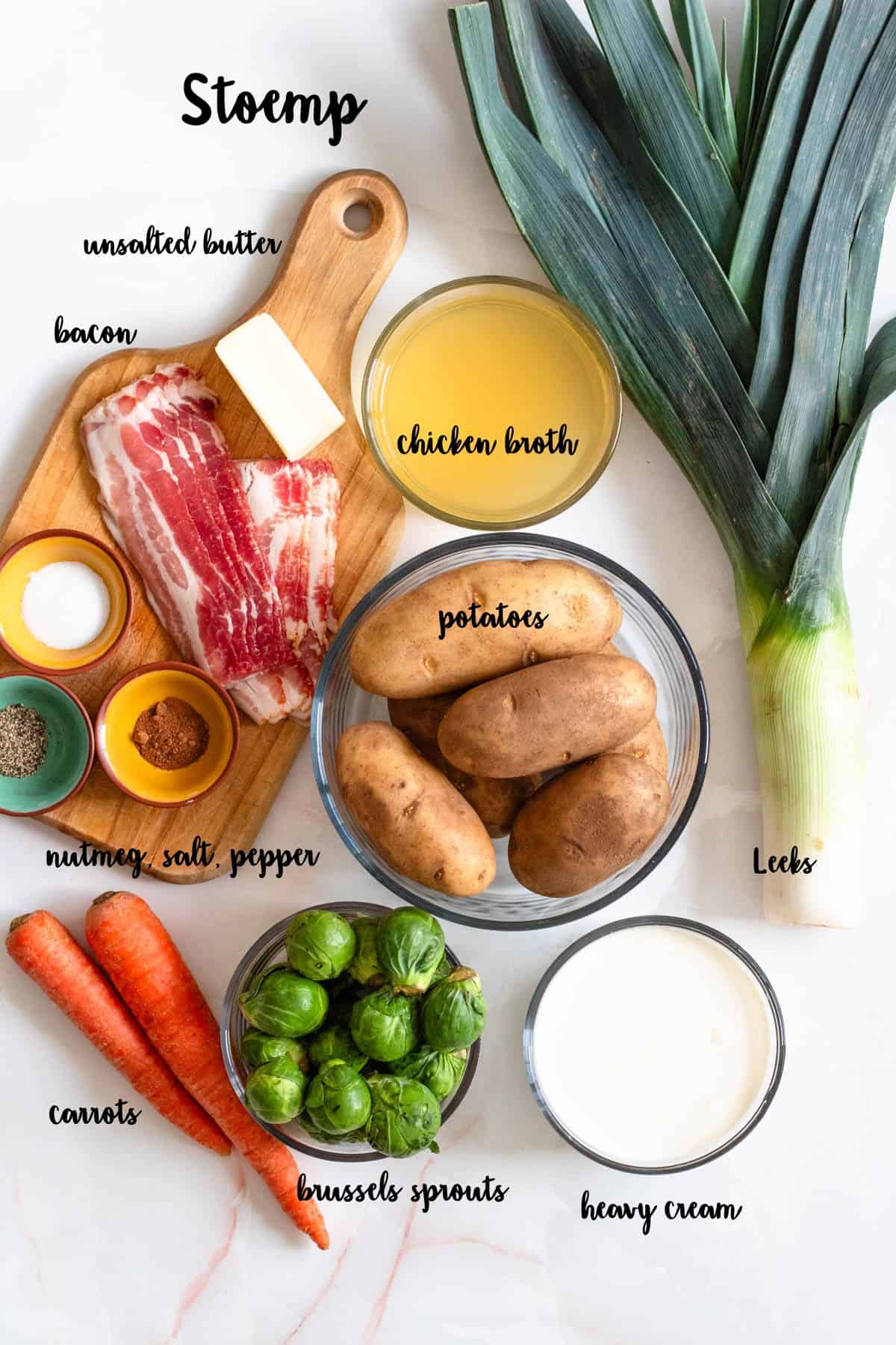 Ingredients shown are used to prepare stoemp.
