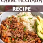 Authentic Carne Mechada Recipe Pinterest Image top design banner