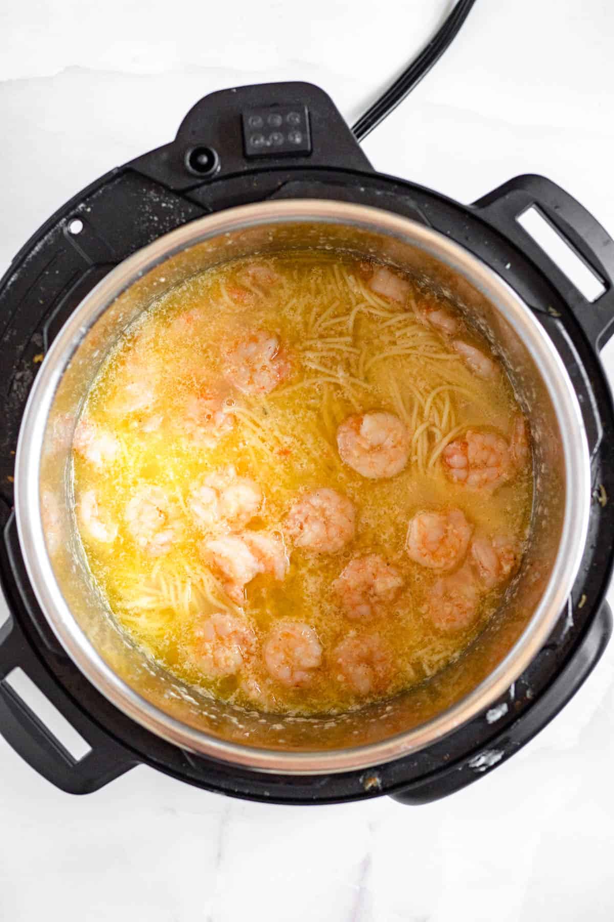 Cooked shrimp scampi in an instant pot.