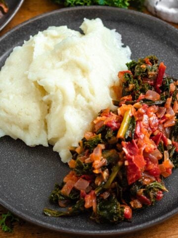 A plate of smooth Nsima served with flavorful Ndiwo.