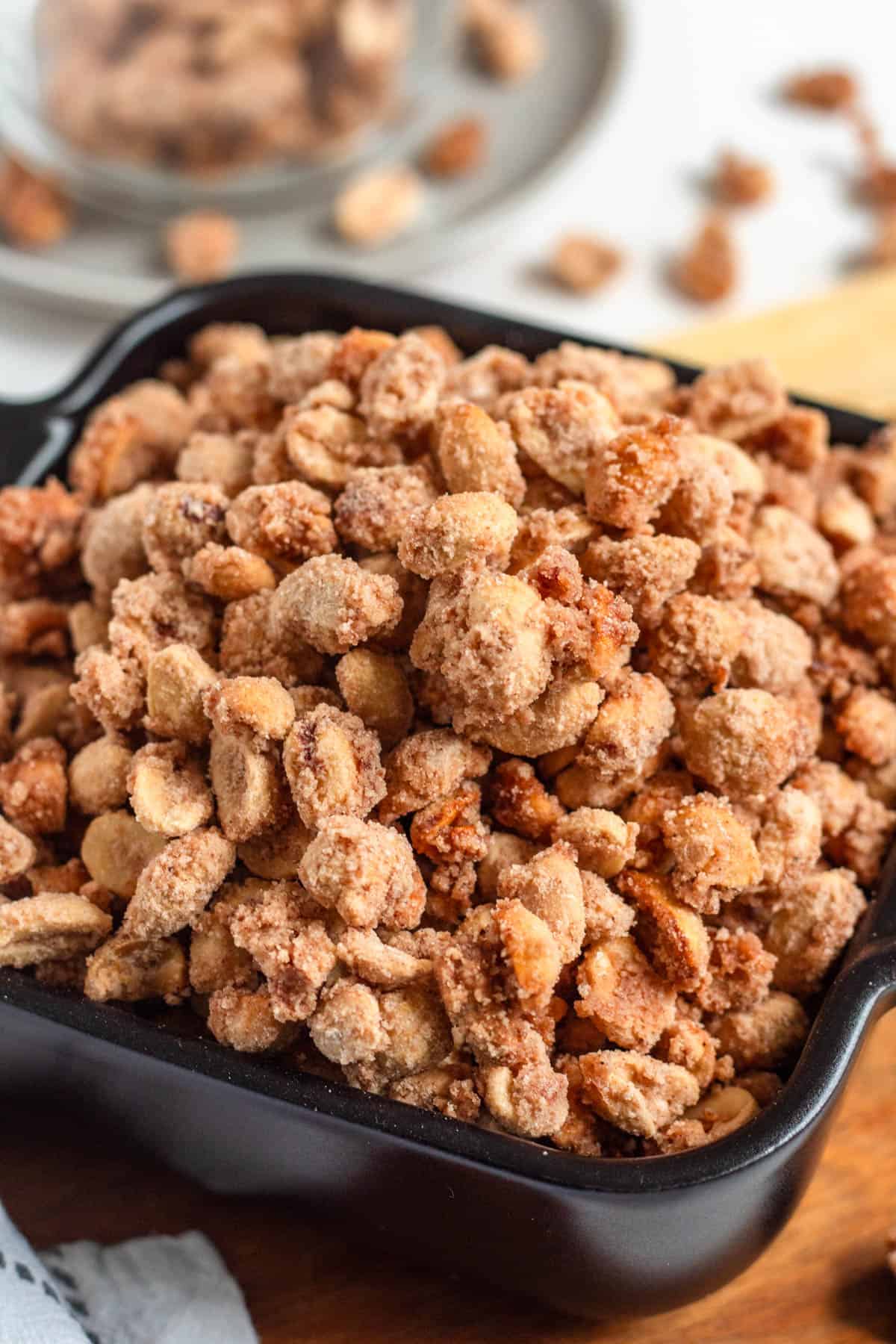 Bowl of candied peanuts.