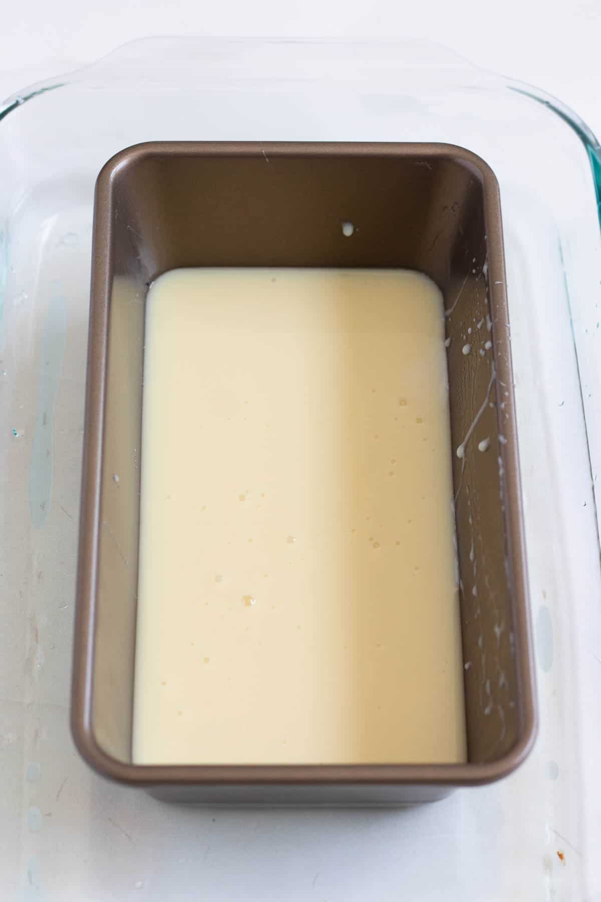 Sweetened condensed milk ready to bake for homemade dulce de leche.